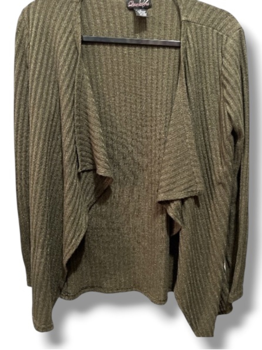 Questions Brand Women’s Dark Green Open Layered Cardigan Long Sleeve Sweater